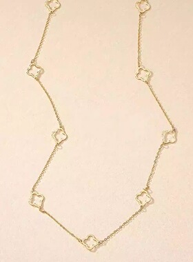 欧美跨境货源长款简约四叶草项链