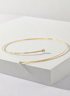 欧美跨境货源时尚简约宝石臂环开口可调节单层上臂手镯小众女饰品