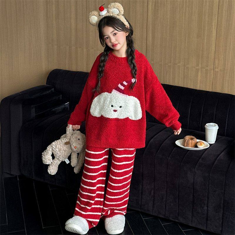 女大童半边绒暖儿童睡衣秋冬季新款冬季保暖家居两件套女大童睡衣,淘宝优惠券,粉丝福利购,淘宝优惠卷