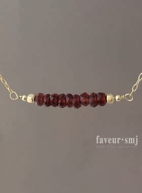 包金天然刻面生辰石项链