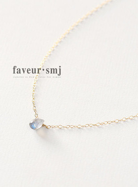 美国包金天然灰月光石不褪色项链