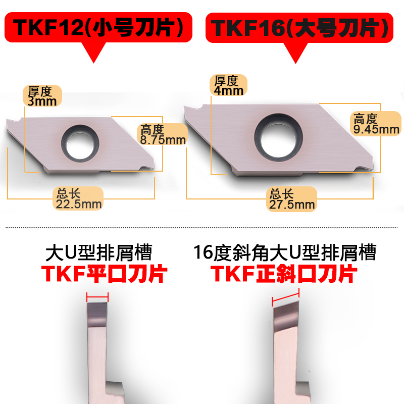 走心机切槽切断刀片TKF12R/16R/L平斜口排刀机刀粒割槽不锈钢刀头 - 图2