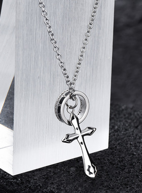 高级感星芒吊坠嘻哈十字架项链