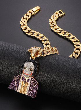 欧美cosplay立体小丑吊坠古巴链