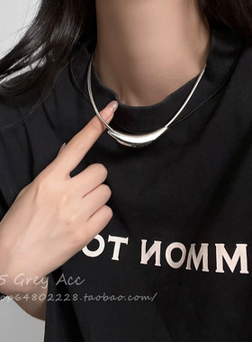 欧美高级弯曲造型风弧形项链