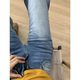 ລ້າງ jeans micro-flare ສີຟ້າອ່ອນ petite