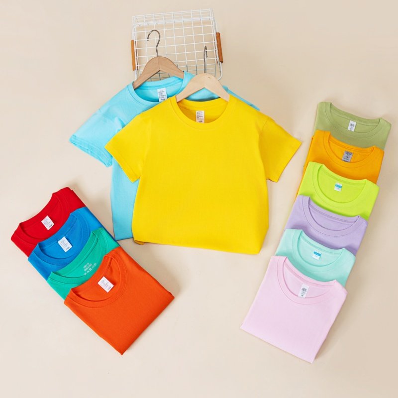 儿童纯棉彩色短袖男女圆领纯色t恤半袖上衣幼儿园亲子班服演出服,淘宝优惠券,粉丝福利购,淘宝优惠卷