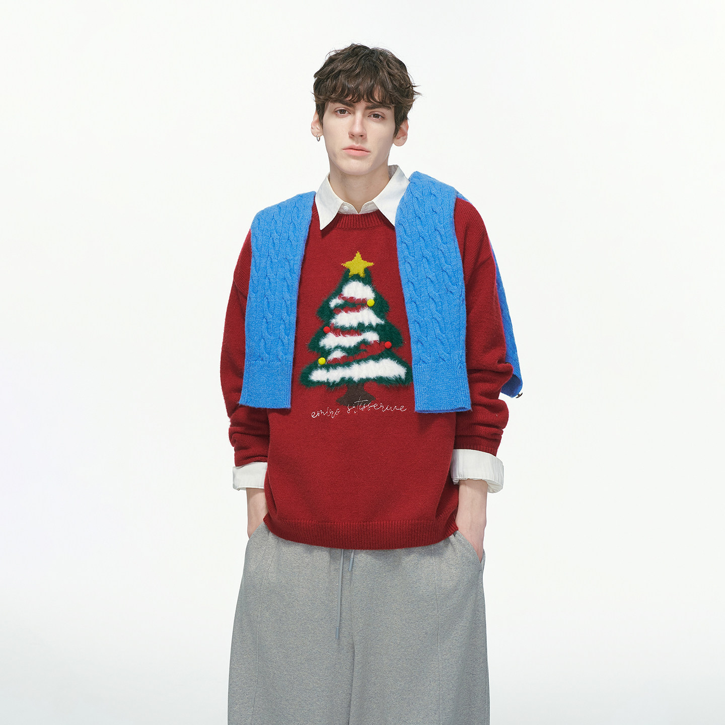 Dream made 圣诞树刺绣毛衣男款秋冬季加厚情侣针织衫男生毛线衣,淘宝优惠券,粉丝福利购,淘宝优惠卷