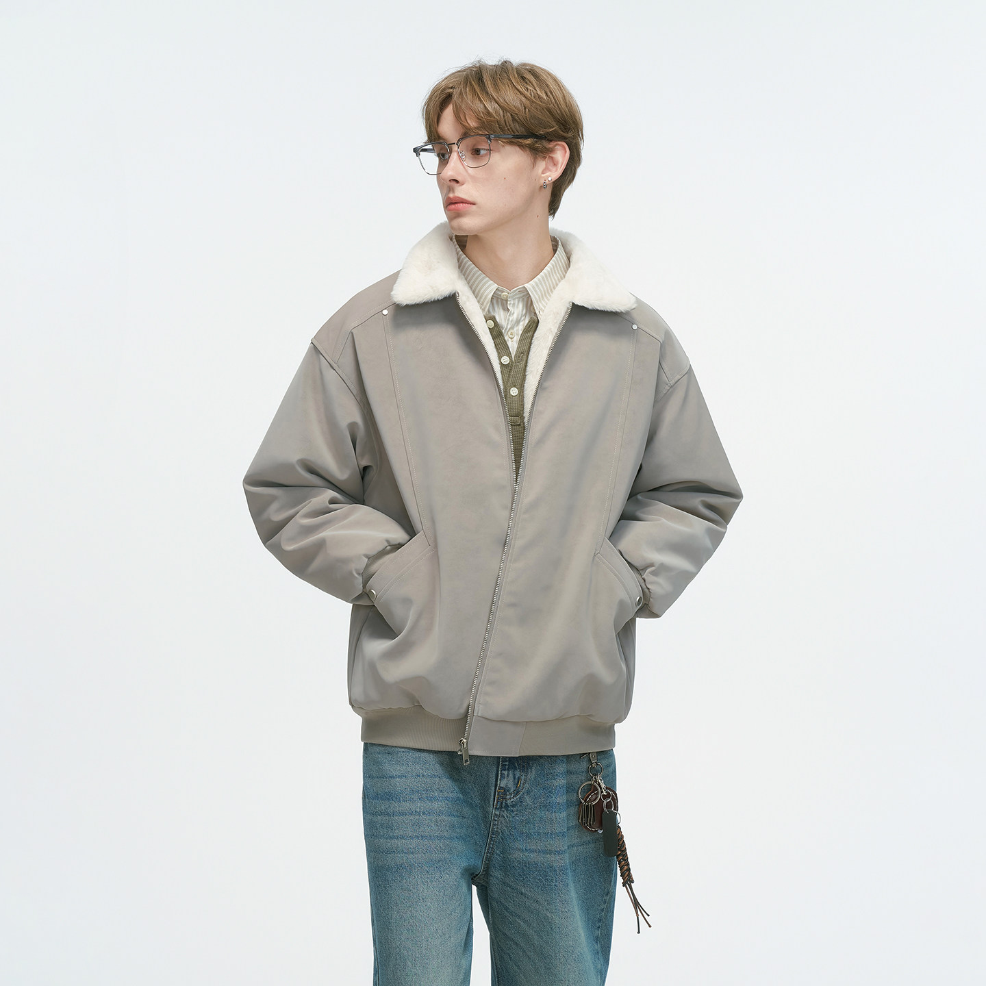 Dream made巴恩风羊羔绒棉服男冬季加厚男生冬装外套工装PU皮棉衣,淘宝优惠券,粉丝福利购,淘宝优惠卷