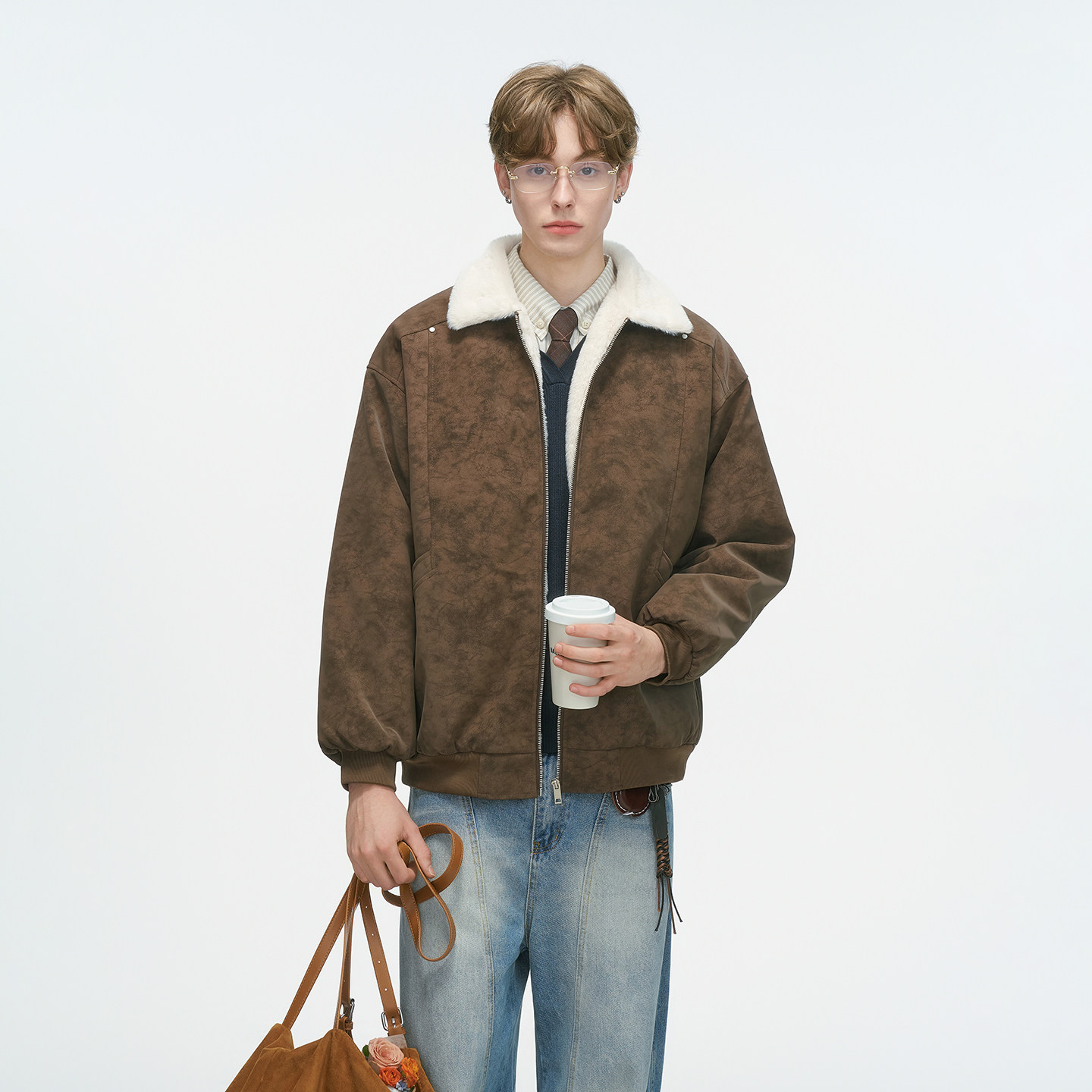 Dream made美式巴恩风羊羔绒PU皮棉衣男冬季加厚棉服男生冬装外套,淘宝优惠券,粉丝福利购,淘宝优惠卷