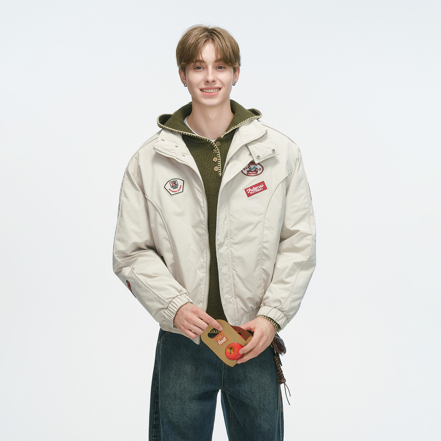 Dream made 美式解构赛车风短款棉服男冬季加厚飞行立领棉衣外套,淘宝优惠券,粉丝福利购,淘宝优惠卷