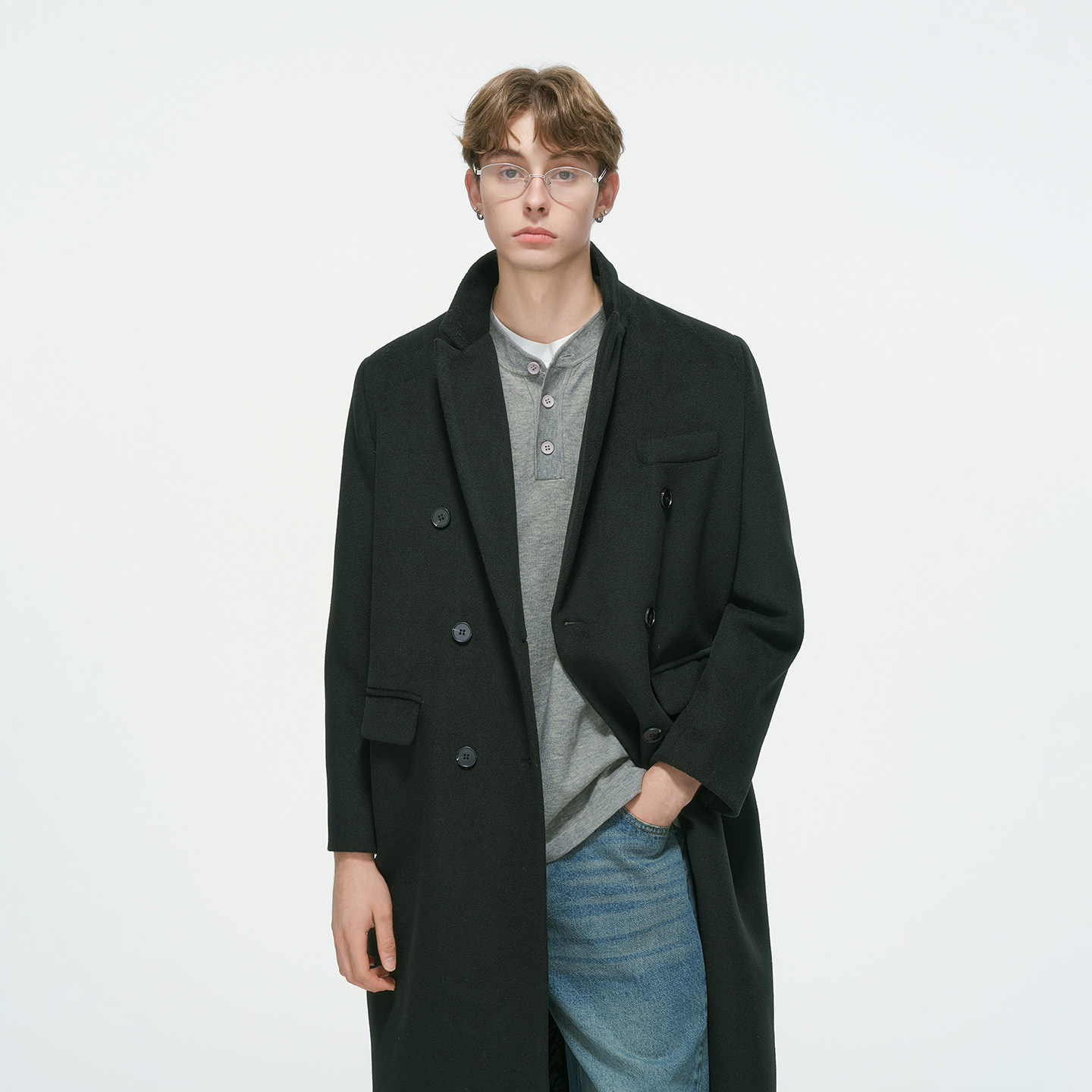 Dream made 韩系过膝毛呢大衣男款秋冬季加厚中长款风衣呢子外套,淘宝优惠券,粉丝福利购,淘宝优惠卷