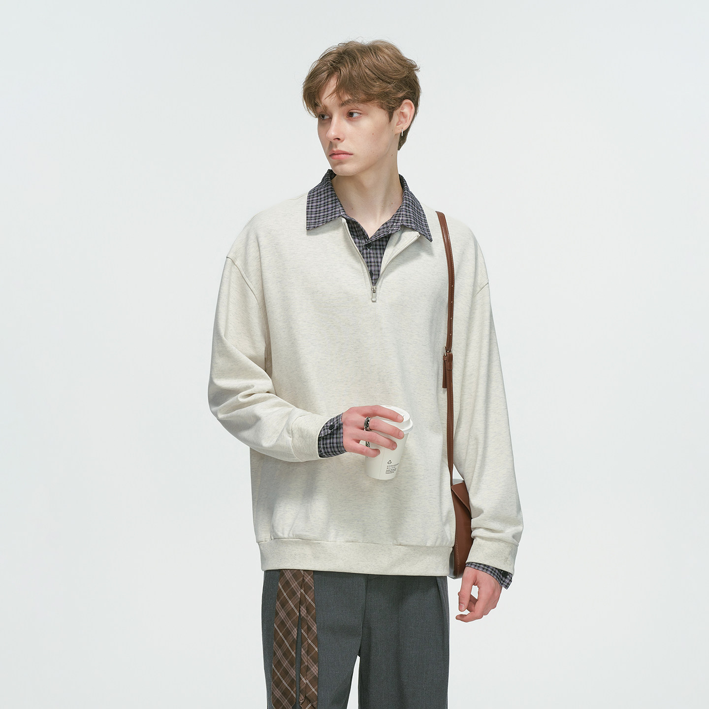 Dream made美式假两件衬衫领POLO衫卫衣男款春秋季半拉链内搭上衣,淘宝优惠券,粉丝福利购,淘宝优惠卷