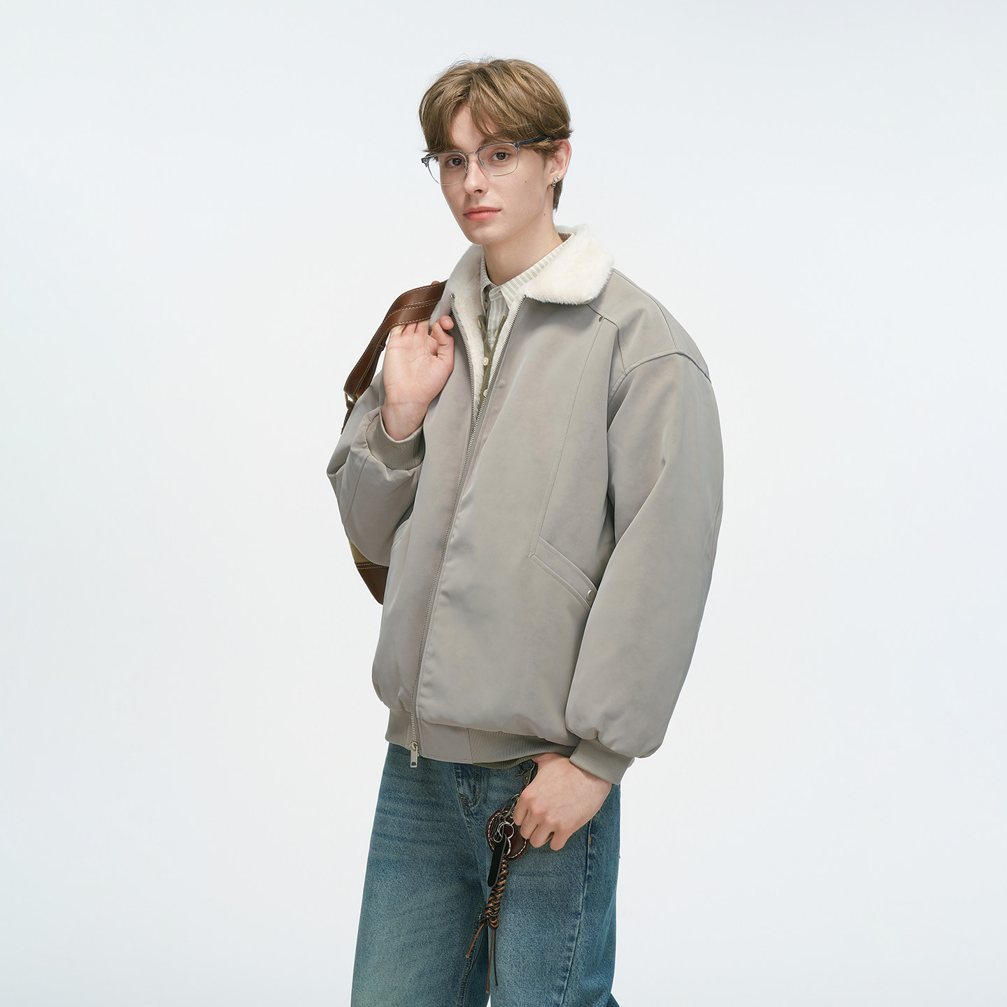 Dream made巴恩风羊羔绒棉服男冬季加厚男生冬装外套工装PU皮棉衣,淘宝优惠券,粉丝福利购,淘宝优惠卷