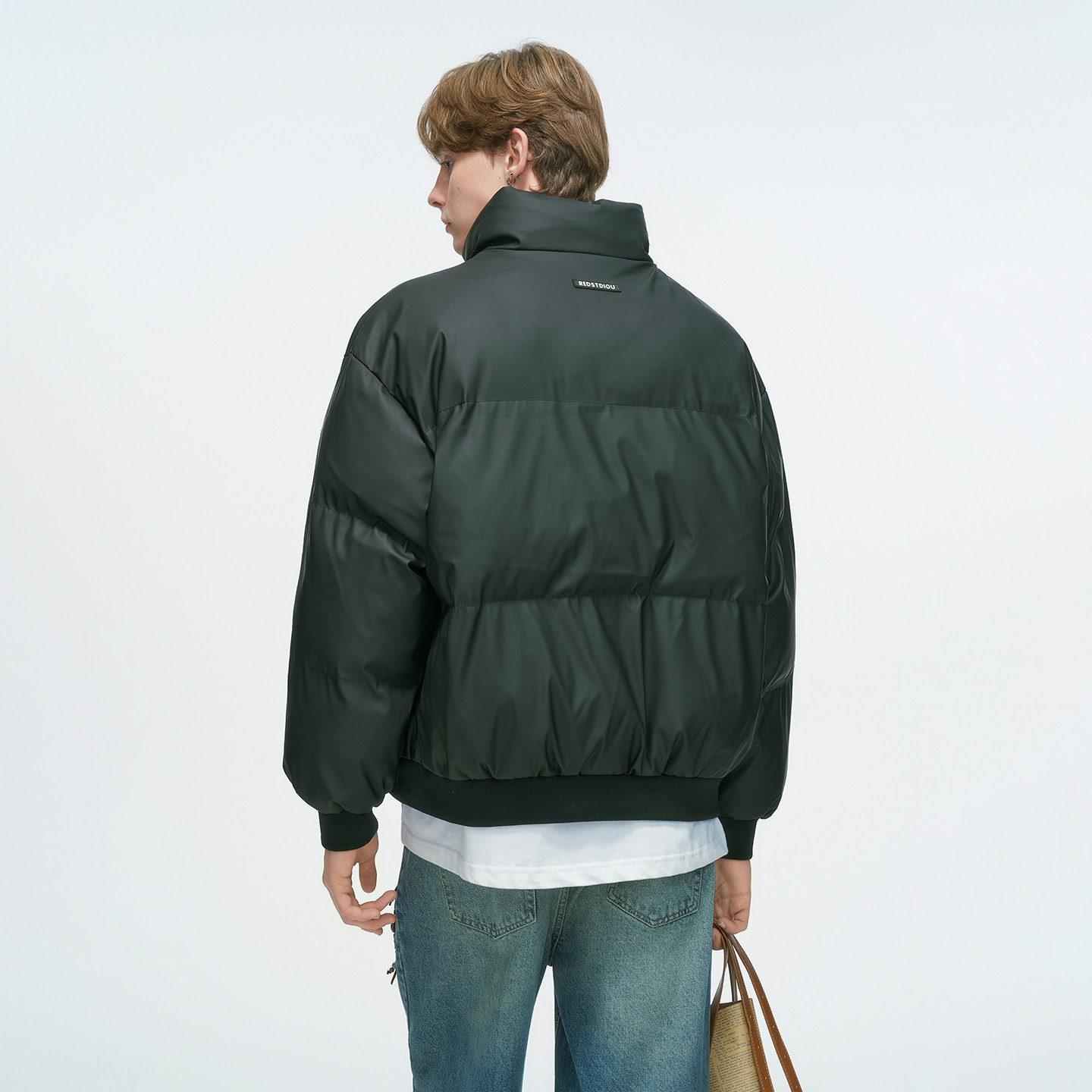 Dream made 美式格纹拼接短款PU皮棉服男冬季加厚面包服保暖棉衣,淘宝优惠券,粉丝福利购,淘宝优惠卷