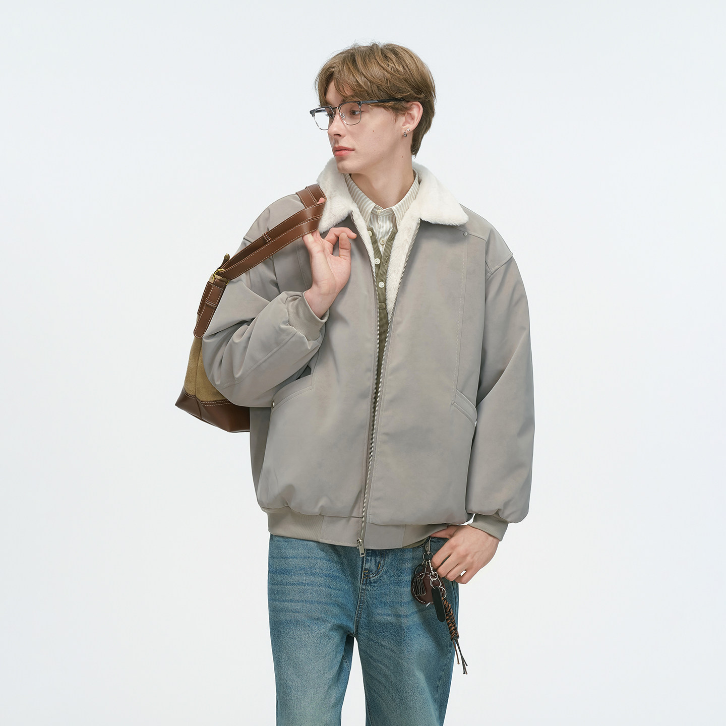 Dream made美式巴恩风羊羔绒PU皮棉衣男冬季加厚棉服男生冬装外套,淘宝优惠券,粉丝福利购,淘宝优惠卷