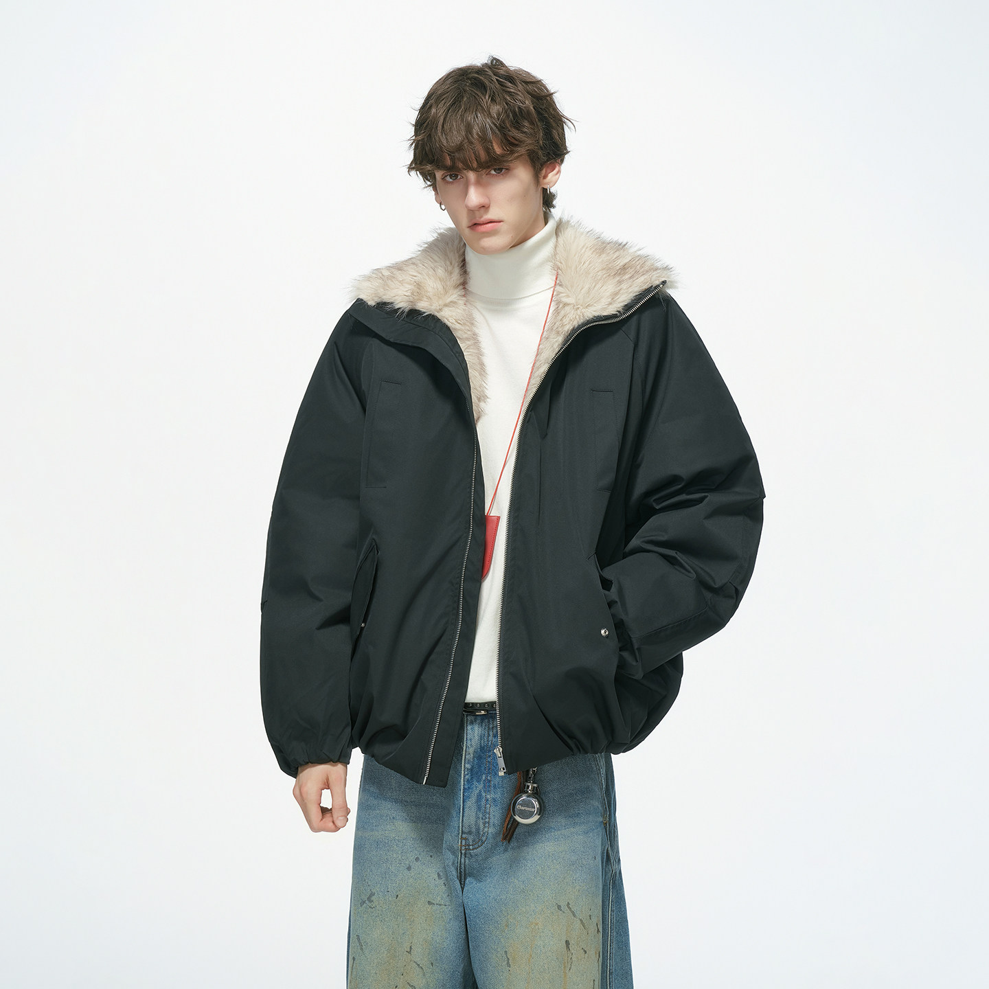 Dream made 狼王座山雕外套男款冬季加厚仿狼毛棉服保暖冬装棉袄,淘宝优惠券,粉丝福利购,淘宝优惠卷