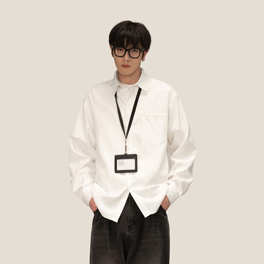 Dream made American cleanfit white long-sleeved shirt men's casual inner layering shirt for boys