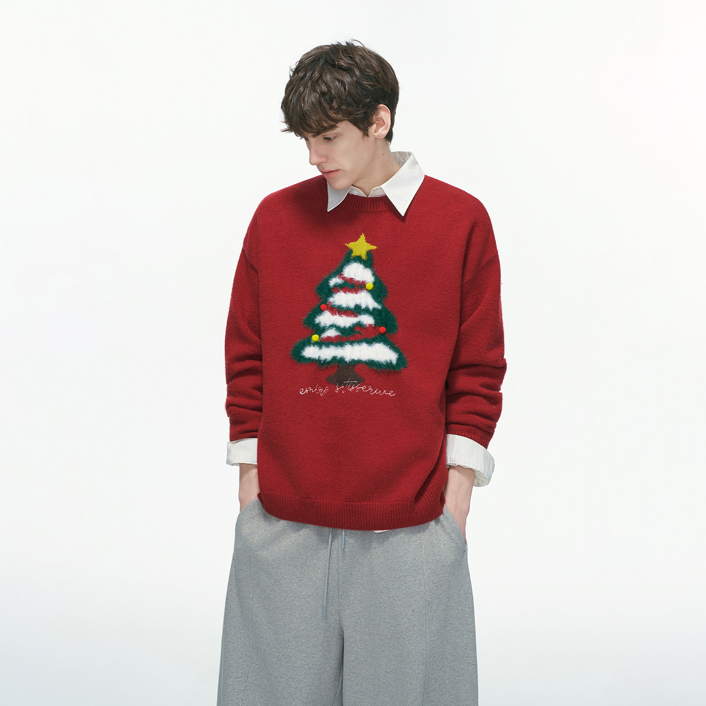 Dream made 圣诞树刺绣毛衣男款秋冬季加厚情侣针织衫男生毛线衣,淘宝优惠券,粉丝福利购,淘宝优惠卷
