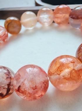 【温暖的夕阳】天然橙色胶花水晶手链时尚男女手串