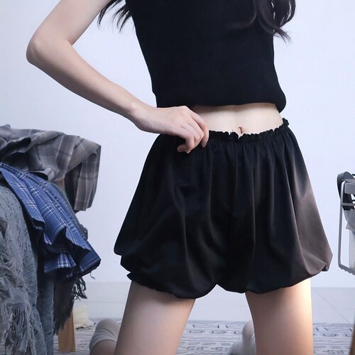 纯棉安全裤女生夏季防走光可外穿南瓜裤花苞jk打底短裤白色灯笼裤 - 图2