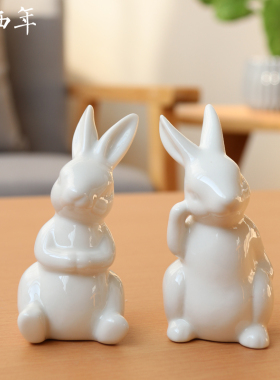 精致桌面动物白瓷摆件可爱