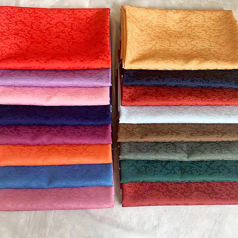 中式国风蓝绿橙粉红黑白色缎面暗纹提花缎古风旗袍汉服装布料面料,淘宝优惠券,粉丝福利购,淘宝优惠卷