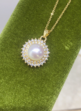 太阳花珍珠饰品大点位无核淡水珍珠吊坠项链