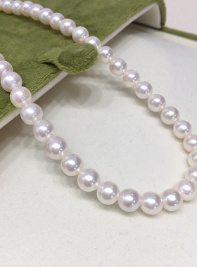 诸暨珍珠天然淡水珍珠项链全珠链百搭无核高亮近圆S925纯银