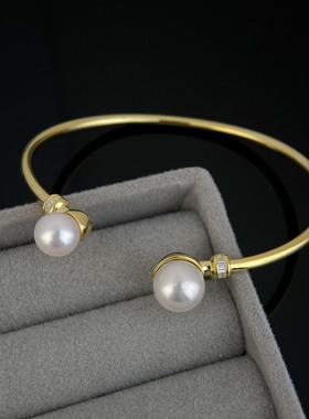 天然淡水珍珠双珠弹力手饰女s925纯银小众设计轻奢高级感珍珠手镯