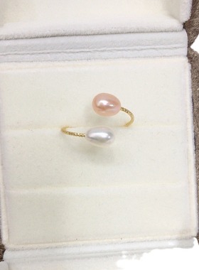 多色小米珠18K包金指环