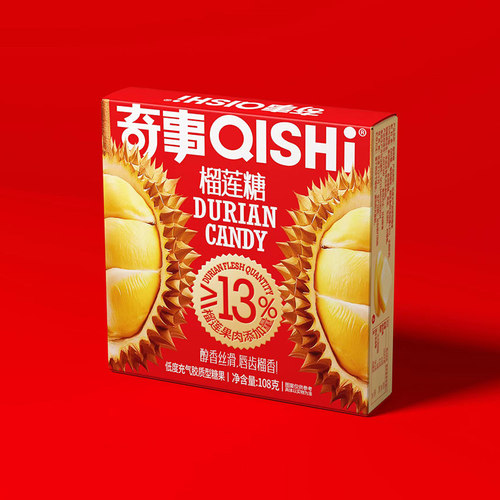 奇事食品108克榴莲糖*盒装包邮特浓榴莲奶糖年货糖果喜糖休闲零食 - 图0