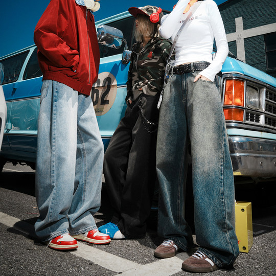 American Retro Washed Jeans Loose Casual Pants