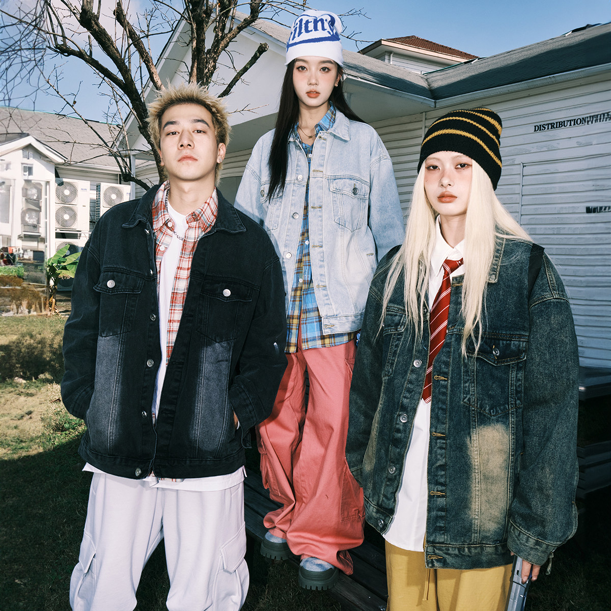 lemanism复古水洗牛仔外套男春秋情侣款做旧牛仔衣cleanfit夹克女,淘宝优惠券,粉丝福利购,淘宝优惠卷