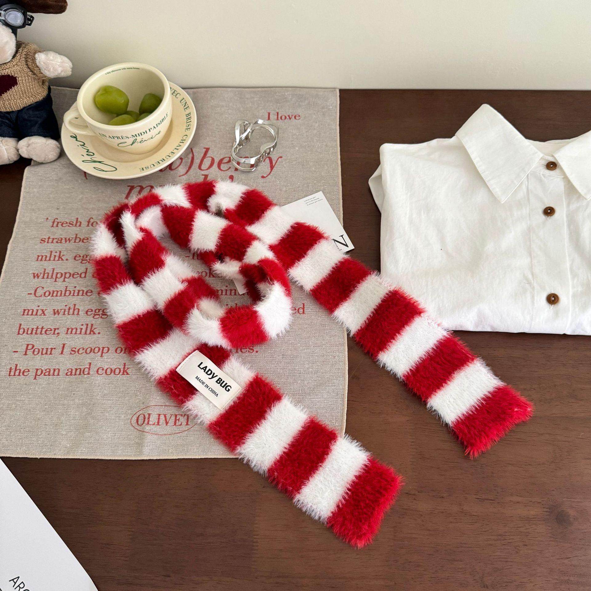 2024新款辣妹千禧风黑白条纹围脖百搭小众秋冬y2k设计感保暖甜酷,淘宝优惠券,粉丝福利购,淘宝优惠卷