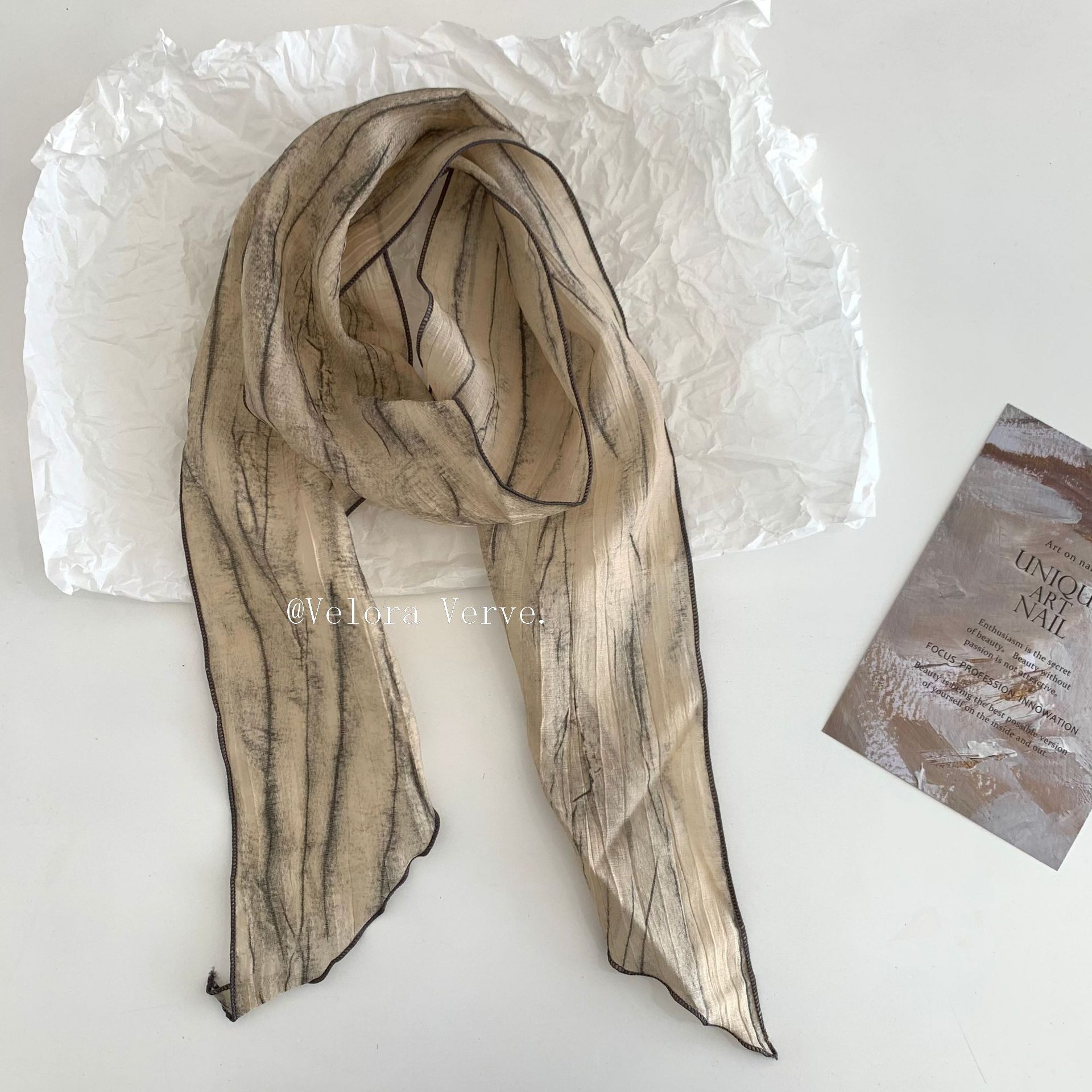 2025年新款褶皱棉麻围巾女春秋季薄款纯色巾披肩条纹细长小飘带,淘宝优惠券,粉丝福利购,淘宝优惠卷