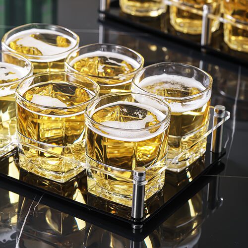 钢化玻璃KTV啤酒杯套装定制logo防摔酒吧个性专八角家用水杯创意 - 图1