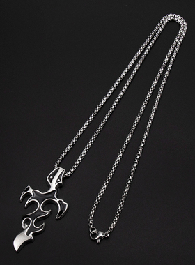 火焰十字架项链男女嘻哈风吊坠