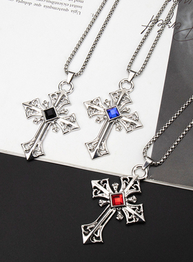 十字架项链男女嘻哈风潮流毛衣链