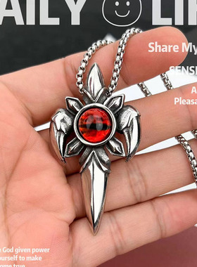 不掉色钛钢十字架男生嘻哈项链