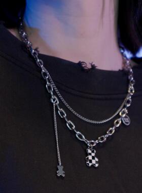 潮酷小熊项链女锁骨链2025新款