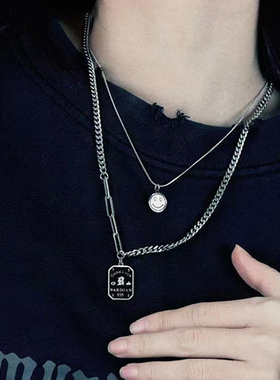 好运字母方牌项链男女饰品