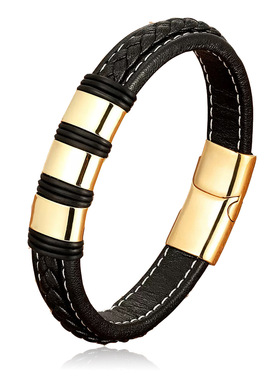 小众ins风潮男编织黑色皮手腕带高颜值时尚运动简约情侣皮绳手链