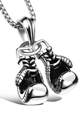 钛钢拳击手套健身运动吊坠项链