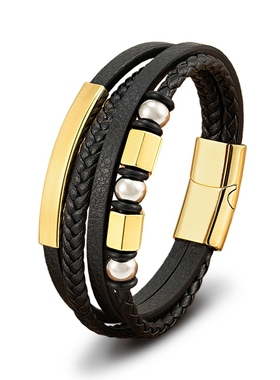 潮牌男钛钢磁吸扣手链高级感