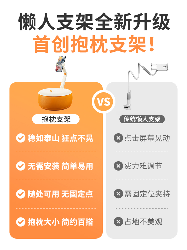 赛鲸U2手机抱枕支架手机架支架床上懒人支架平板ipad支撑架床头床边躺床上看玩刷手机神器追剧 - 图3