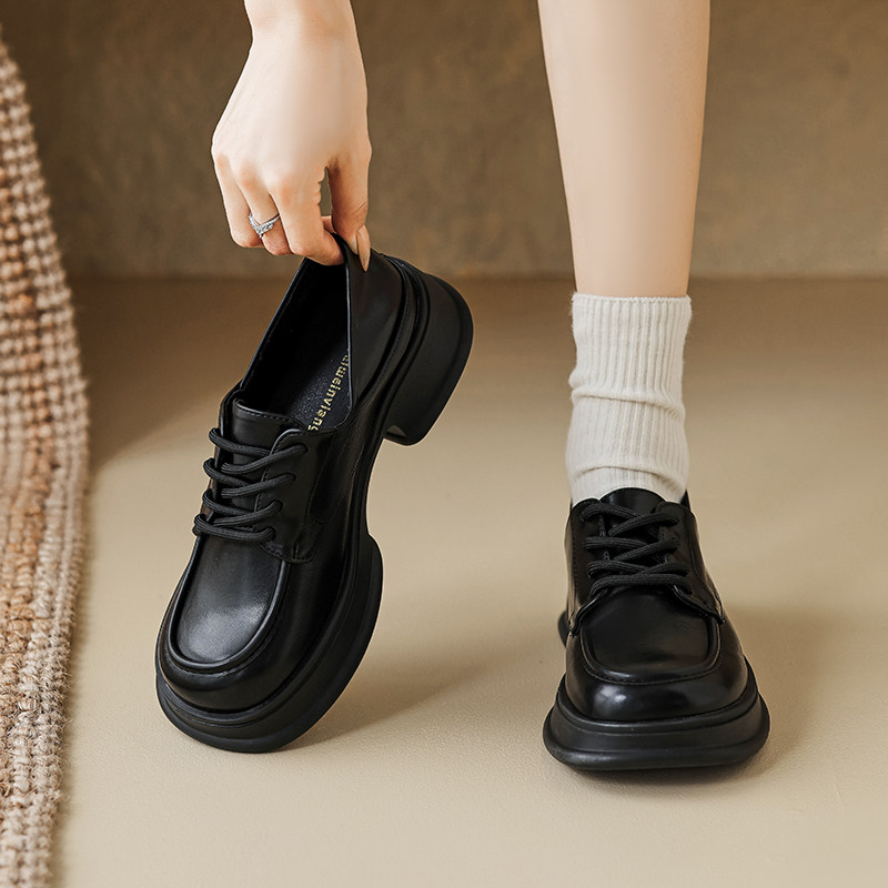 法式厚底小皮鞋女2026新款春款单鞋白色英伦乐福鞋大码女鞋41到43,淘宝优惠券,粉丝福利购,淘宝优惠卷