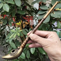 Vintage Traditional Brass Smoke Pipe Tobacco Rod Longfeng Bamboo Dry Smoke Bag Pan Zipan Smoke Bag Old Smoke Gun Bamboo Festival Smoke Rod