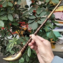 Vintage Traditional Brass Smoke Pipe Tobacco Stem Lengthened Dragon Crested Bamboo Dry Smoke Bag Smoke Pan Old Smoke Gun Bamboo Festival Smoke Rod