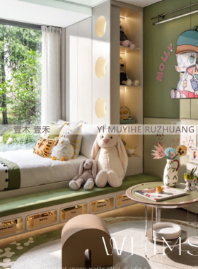 绿色系样板间儿童房软装艺术摆件